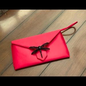 WILBUR & GUSSIE Red Silk Clutch